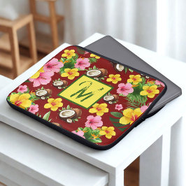 Röd Blommigt Laptop Fodral