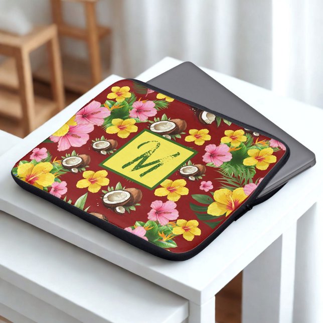Röd Blommigt Laptop Fodral (Skapare uppladdad)