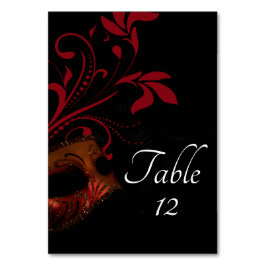 Röd Blommigt Mask Bröllop Bord-kort Bordsnummer