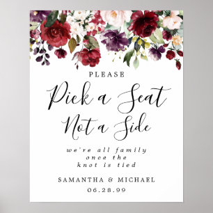 Röd Blommigt Plocka ett säte som inte är ett sidot Poster