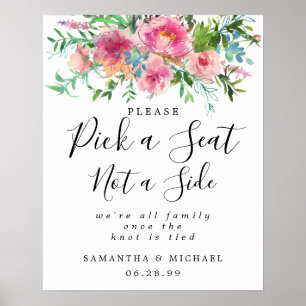 Röd Blommigt Plocka ett säte som inte är ett sidot Poster