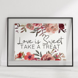 Röd Blommigt Ro Kärlek är sötad för Poster