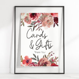Röd Blommigt Ro-kort och gåvor Poster