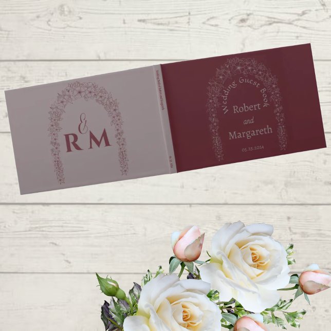 Röd Blommigt Romantic Bröllop Grind Guest Bok (Skapare uppladdad)