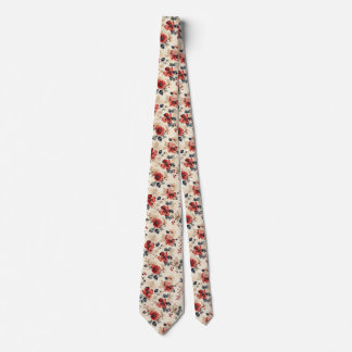 Röd Blommigt Slips