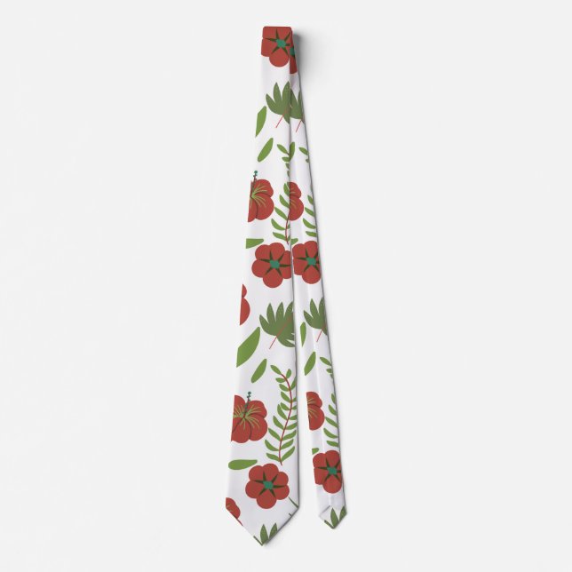Röd blommigt sömlös mönster på vit bakgrund slips (Framsida)