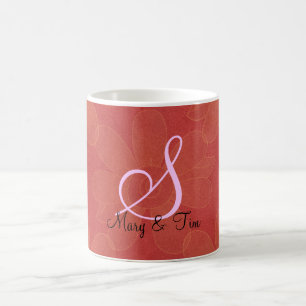 Röd Blommigt Splendor- Monogram: Kaffe koppar