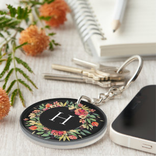 Röd Blommigt Utandning Monogram