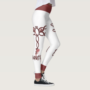 Röd Blommigt "vacker" Dragonfly Design Leging Leggings