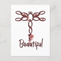 Röd Blommigt "vacker" Dragonfly Design