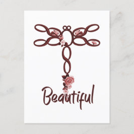 Röd Blommigt "vacker" Dragonfly Design Vykort