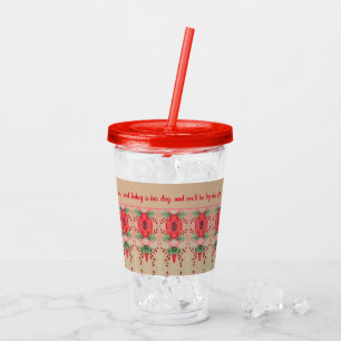 Röd blomning med Taupe Bröllop gäst Take Away Mugg