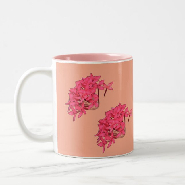 Röd blomster skönhetsmugg - Där varje klunk är en  Två-Tonad Mugg (Vänster)