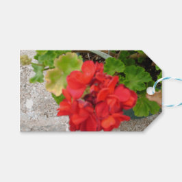 röd blomster vävnadspapper presentetikett