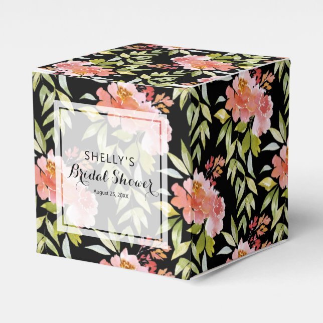 Röd blomstergrönska Bröllopsdusch Presentaskar (Framsidan Sidan)