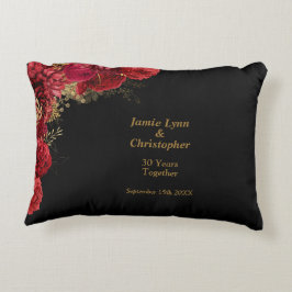 Röd blomsterhögtidsaccentkudde prydnadskudde