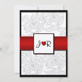 Röd bohemisk Posh bröllopinbjudan för svart vit Inbjudningar