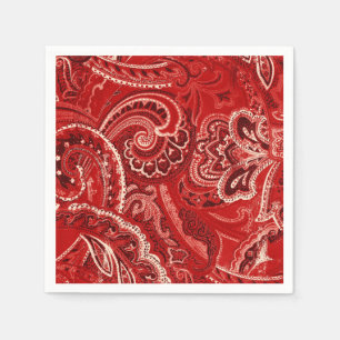 Röd Boho chic Retro Hippy Paisley Bandanna Pappersservett