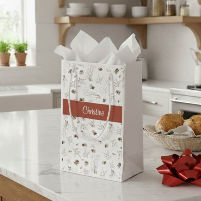Röd Boho Woodland Winterberry Monogram (Skapare uppladdad)