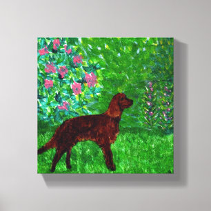 Röd bokstav i en Garden Mixed Media Hund Painting Canvastryck