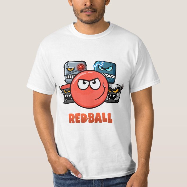 röd boll 4 den tävlings- emojitshirten för t shirt (Framsida)