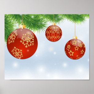 Röd bollaffisch för jul poster