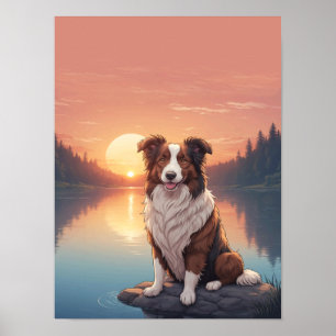 Röd Border Collie Poster