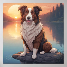 Röd Border Collie Poster