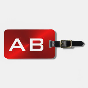 Röd borstad metallisk Monograminitialer Bagagebricka