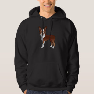 Röd Boston Terrier Söt Tecknad Hunddesign Hoodie