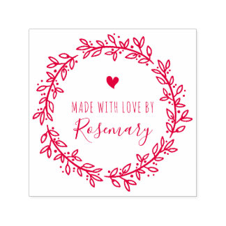 Röd botanisk andedräkt gjord med Kärlek av Självfärgande Stämpel