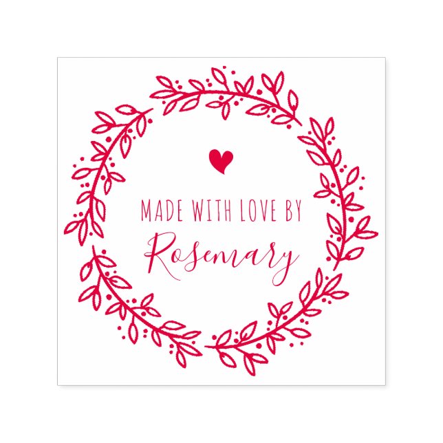 Röd botanisk andedräkt gjord med Kärlek av Självfärgande Stämpel (Design)