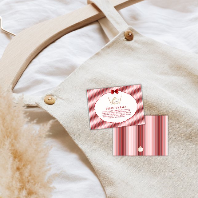 Röd Bow Asiatisk Dumplings Bok För Baby Shower Tilläggskort (Red Bow Asian Dumpling Book For Baby Shower Enclosure Card)