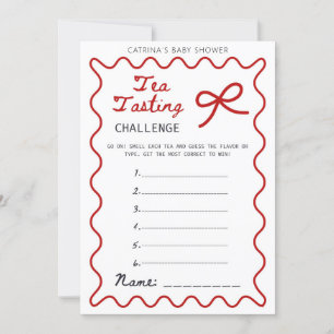 Röd Bow Baby Shower - Redigerbart Namn, 5x7 Inbjud Inbjudningar