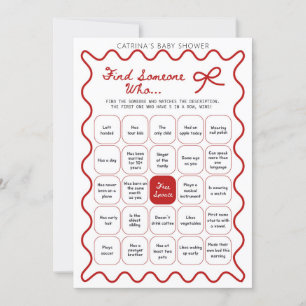 Röd Bow Baby Shower - Redigerbart Namn, 5x7 Inbjud Inbjudningar