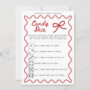 Röd Bow Baby Shower - Redigerbart Namn, 5x7 Inbjud Inbjudningar