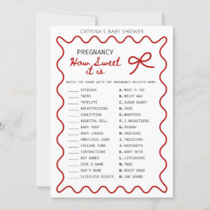 Röd Bow Baby Shower - Redigerbart Namn, 5x7 Inbjudningar