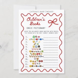 Röd Bow Baby Shower - Redigerbart Namn, 5x7 Inbjudningar