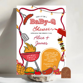 Röd Bow Bakgård BabyQ Baby Shower Inbjudningar