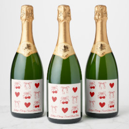 Röd Bow Cherry Sweet Sängkammarparty Champagne
