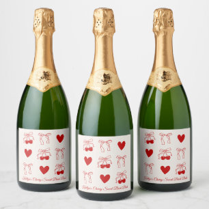Röd Bow Cherry Sweet Sängkammarparty Champagne
