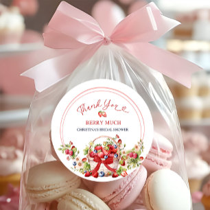 Röd Bow Coquette Berry in Love Tack Sticker Runt Klistermärke
