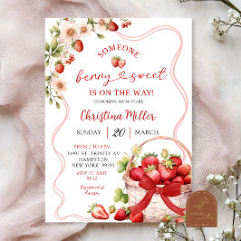 Röd Bow Coquette Berry Söt Bebis Baby Shower Inbjudningar