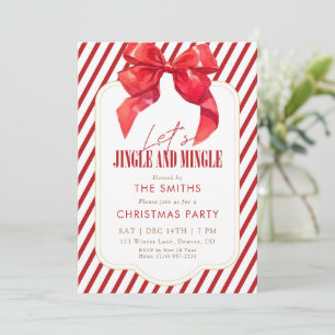 Röd Bow Holiday Jingle och Mingle Julfest Inbjudningar