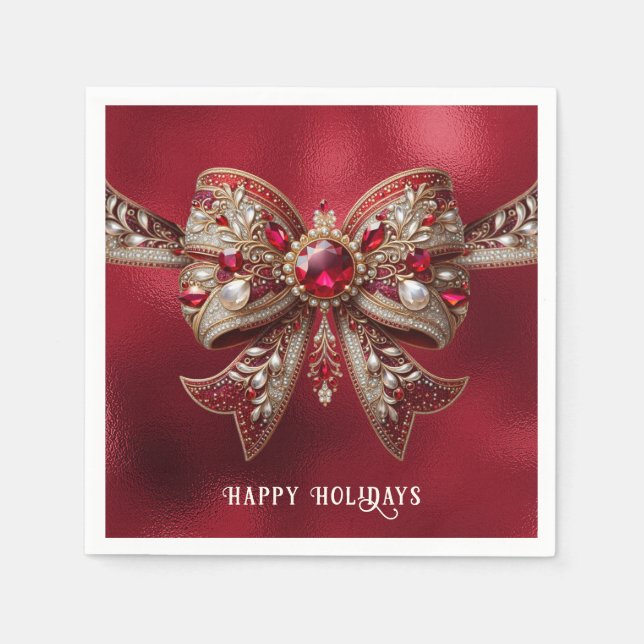 Röd Bow Holiday Servett (Framsidan)