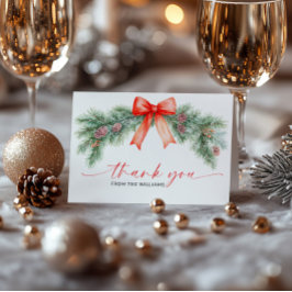 Röd Bow Jul Falt Tackkort