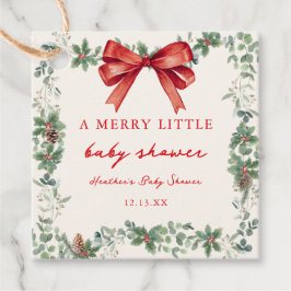 Röd Bow Merry Little Christmas Baby Shower Gåvor Etiketter