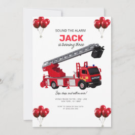 Röd brandbil födelsedagsfest inbjudningar