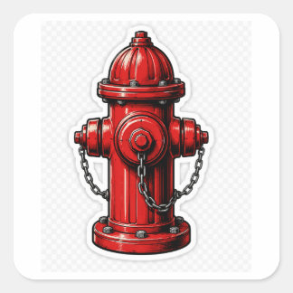 Röd brandhydrant fyrkantigt klistermärke