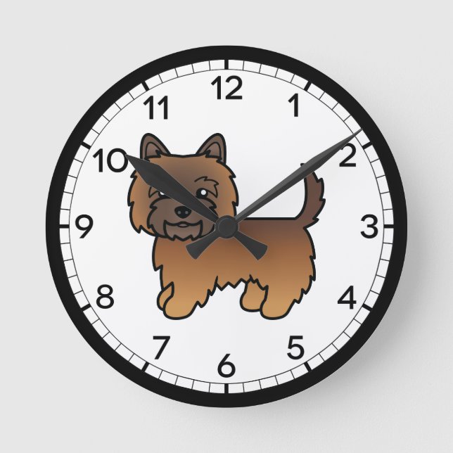 Röd brindle Cairn Terrier Hund Söt Illustration Rund Klocka (Framsida)